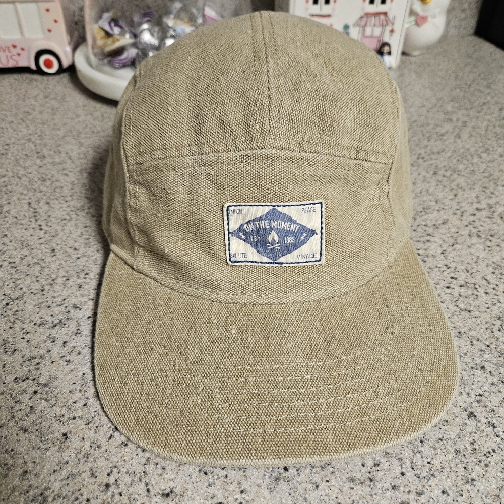 Neutral Beige Five-Panel Cap with Front Patch